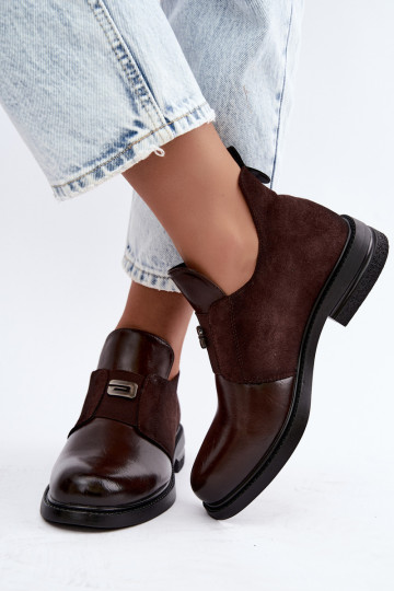 Bottines pour femmes avec talons larges et design à enfiler Vinceza 58679 chocolat 2