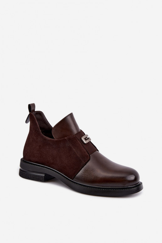 Bottines pour femmes avec talons larges et design à enfiler Vinceza 58679 chocolat