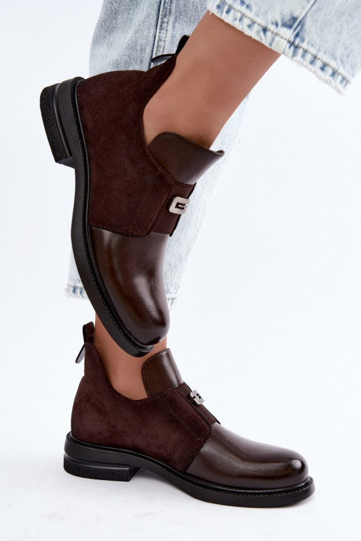 Bottines pour femmes avec talons larges et design à enfiler Vinceza 58679 chocolat