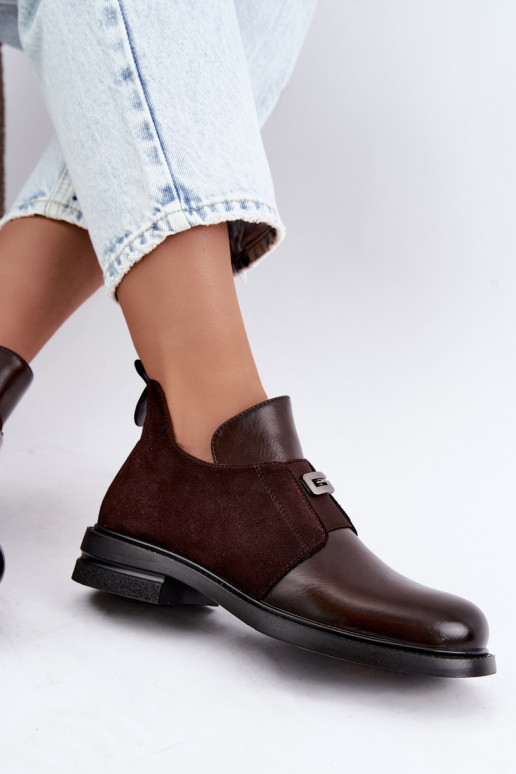 Bottines pour femmes avec talons larges et design à enfiler Vinceza 58679 chocolat