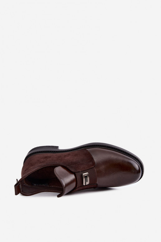 Bottines pour femmes avec talons larges et design à enfiler Vinceza 58679 chocolat