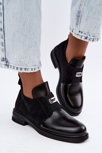 Bottines pour femmes avec talons larges et design à enfiler Vinceza 58679 noires