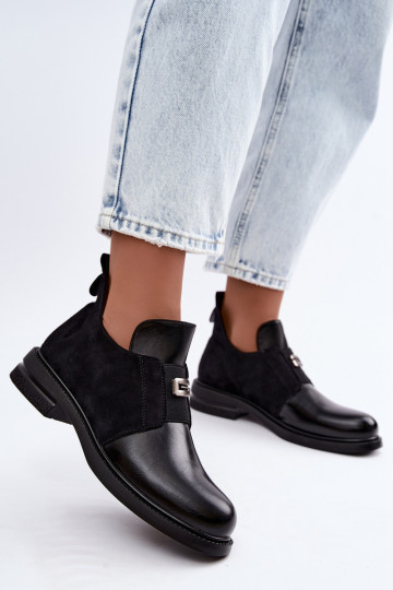 Bottines pour femmes avec talons larges et design à enfiler Vinceza 58679 noires 2