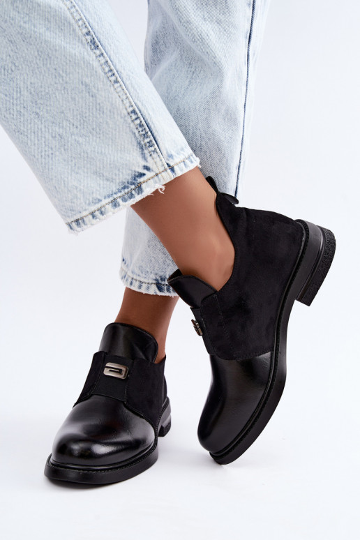 Bottines pour femmes avec talons larges et design à enfiler Vinceza 58679 noires
