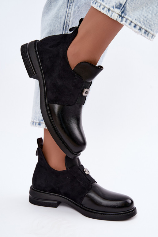 Bottines pour femmes avec talons larges et design à enfiler Vinceza 58679 noires