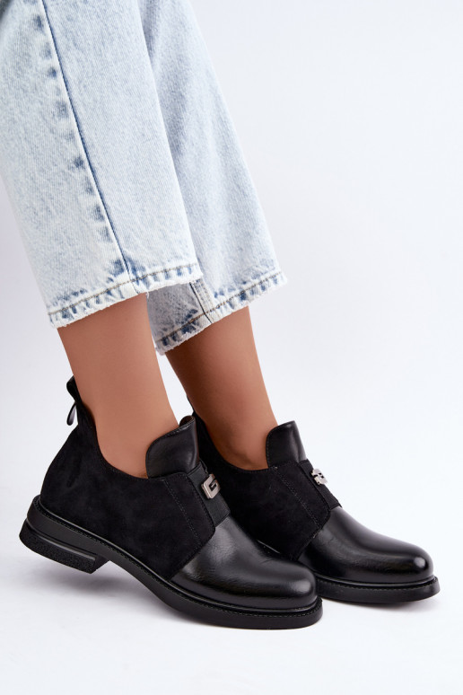 Bottines pour femmes avec talons larges et design à enfiler Vinceza 58679 noires
