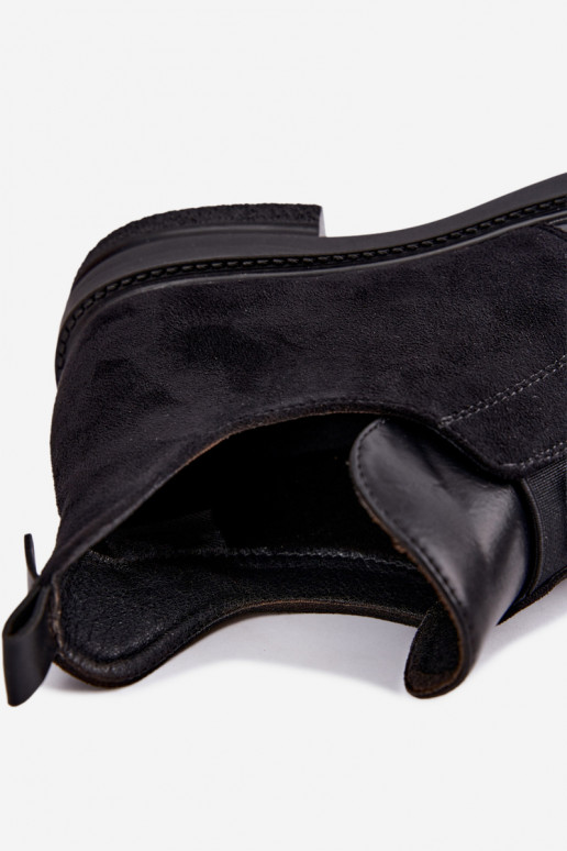 Bottines pour femmes avec talons larges et design à enfiler Vinceza 58679 noires