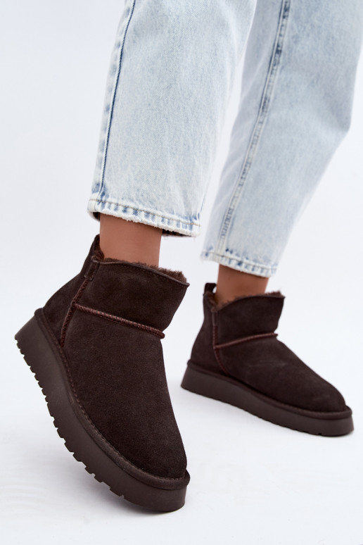 Bottes de neige en daim synthétique avec isolation et fourrure à l'intérieur Vinceza 97961 chocolat