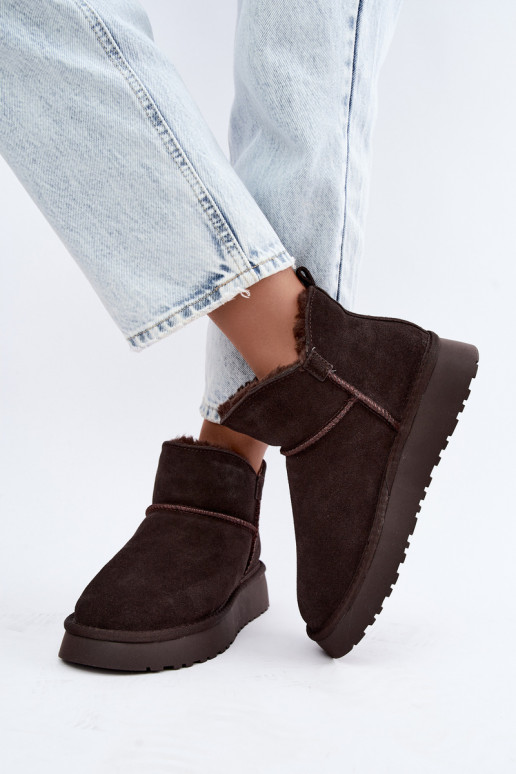 Bottes de neige en daim synthétique avec isolation et fourrure à l'intérieur Vinceza 97961 chocolat