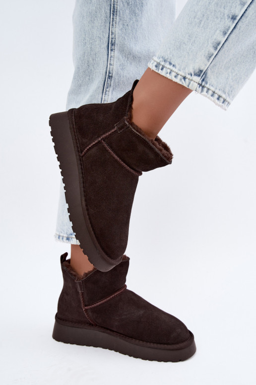 Bottes de neige en daim synthétique avec isolation et fourrure à l'intérieur Vinceza 97961 chocolat