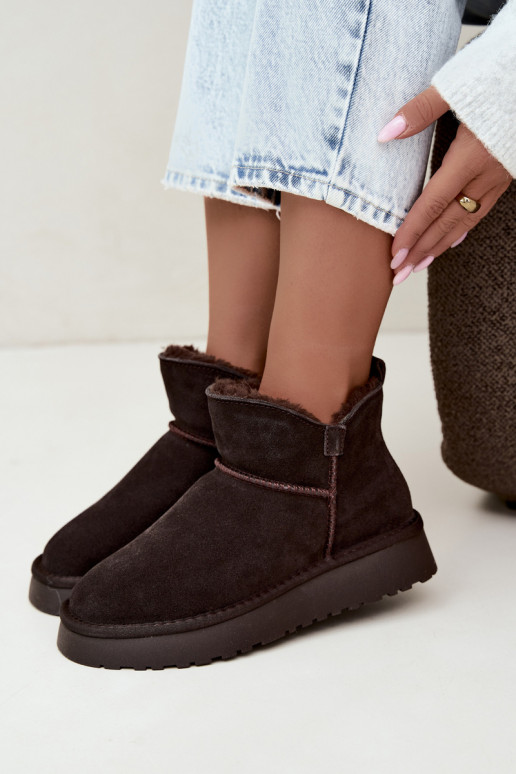 Bottes de neige en daim synthétique avec isolation et fourrure à l'intérieur Vinceza 97961 chocolat