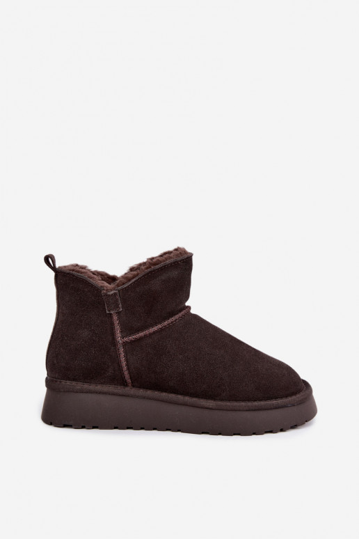 Bottes de neige en daim synthétique avec isolation et fourrure à l'intérieur Vinceza 97961 chocolat