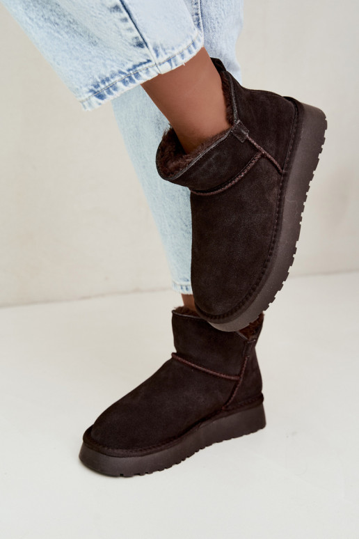 Bottes de neige en daim synthétique avec isolation et fourrure à l'intérieur Vinceza 97961 chocolat