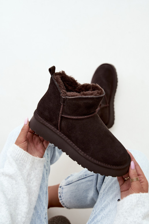 Bottes de neige en daim synthétique avec isolation et fourrure à l'intérieur Vinceza 97961 chocolat