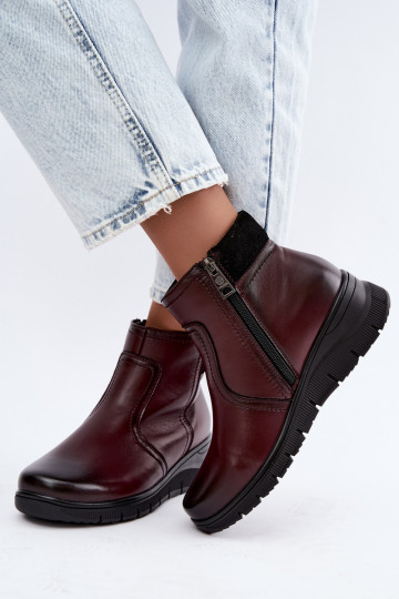 Bottines en cuir isolées avec plateforme Vinceza 133116 en couleur bordeaux