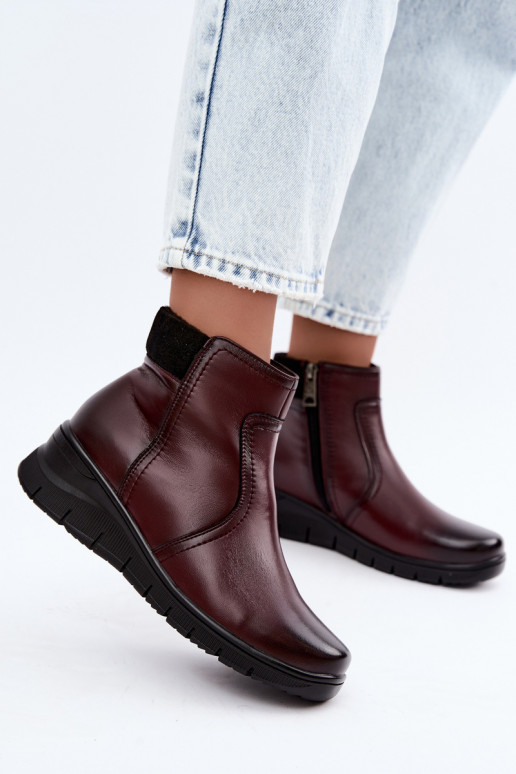Bottines en cuir isolées avec plateforme Vinceza 133116 en couleur bordeaux