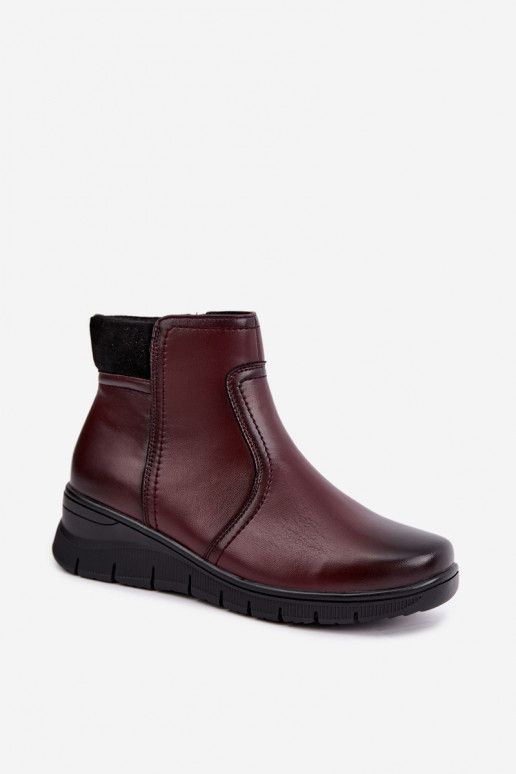Bottines en cuir isolées avec plateforme Vinceza 133116 en couleur bordeaux