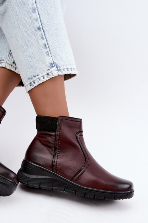 Bottines en cuir isolées avec plateforme Vinceza 133116 en couleur bordeaux
