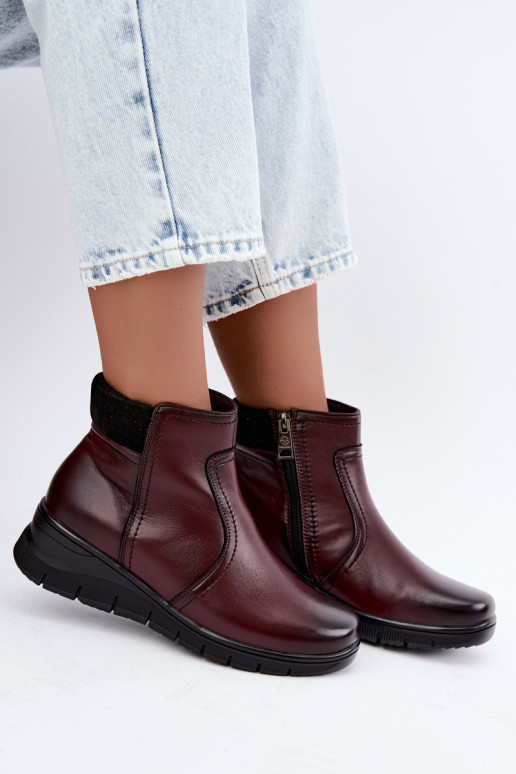 Bottines en cuir isolées avec plateforme Vinceza 133116 en couleur bordeaux