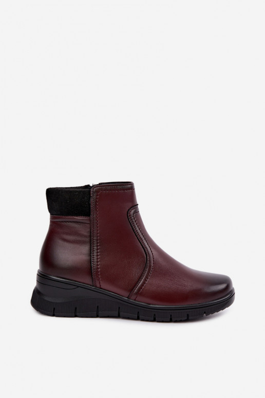 Bottines en cuir isolées avec plateforme Vinceza 133116 en couleur bordeaux