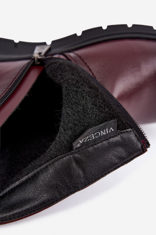 Bottines en cuir isolées avec plateforme Vinceza 133116 en couleur bordeaux
