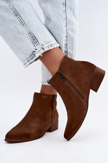 Chaussures en cuir suédé à petit talon Vinceza 133136 en couleur marron 2