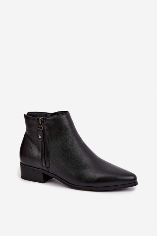 Bottines en cuir à petit talon Vinceza 133136 en couleur noire