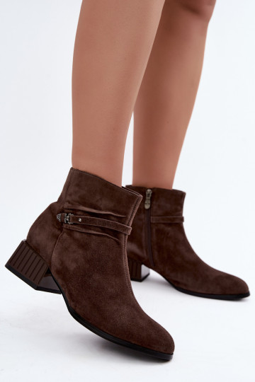 Bottines pour femmes en suède synthétique Klocke isolées D&A CR62-3476 en couleur marron 2