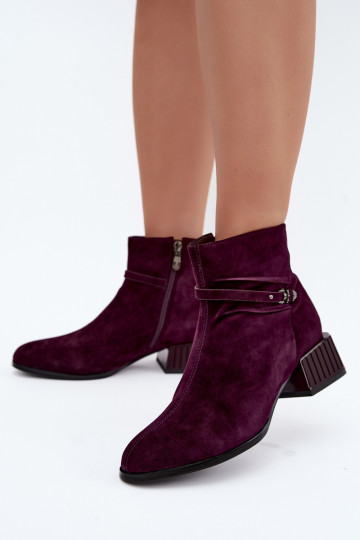 Bottines pour femmes en suède synthétique Klocke isolées D&A CR62-3476 en couleur prune