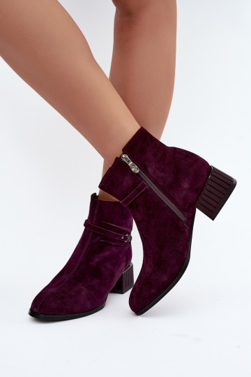Bottines pour femmes en suède synthétique Klocke isolées D&A CR62-3476 en couleur prune 2