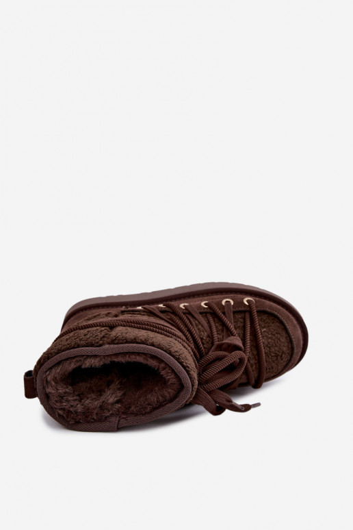Bottes en cuir suédé pour l'hiver avec fourrure D&A GR62-6021 en couleur chocolat