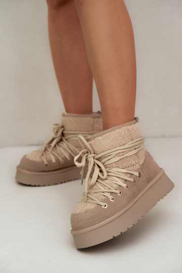 Bottes en cuir suédé pour l'hiver avec fourrure D&A GR62-6021 en couleur sable 2