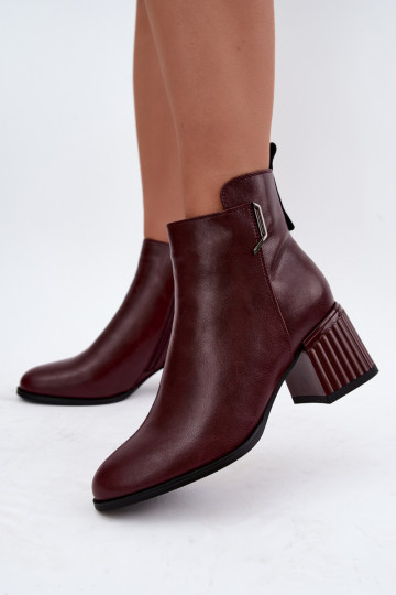 Bottines en cuir à talons isolées D&A CR62-3442 en couleur bordeaux 2