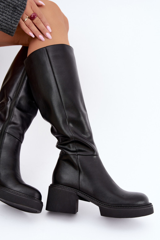 Bottes hautes isolées en simili cuir pour femmes Klocke D&A MR62-9051 noires