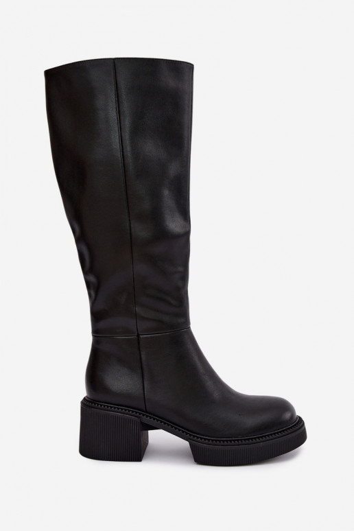 Bottes hautes isolées en simili cuir pour femmes Klocke D&A MR62-9051 noires