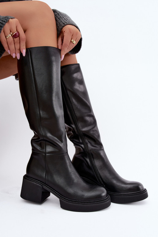 Bottes hautes isolées en simili cuir pour femmes Klocke D&A MR62-9051 noires