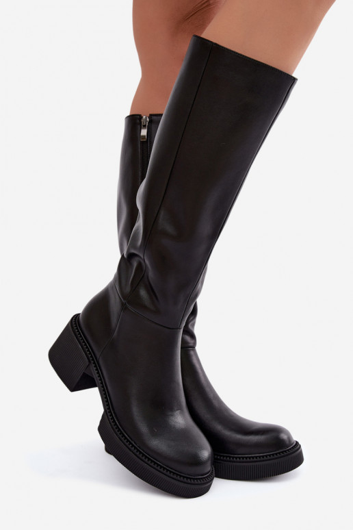 Bottes hautes isolées en simili cuir pour femmes Klocke D&A MR62-9051 noires
