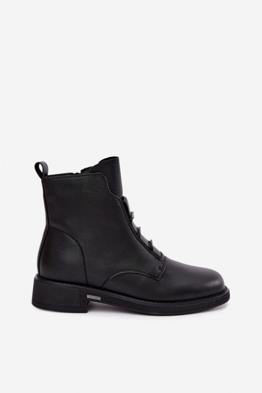 Bottines isolées en simili cuir pour femmes avec talons larges D&A CR62-3429 noires