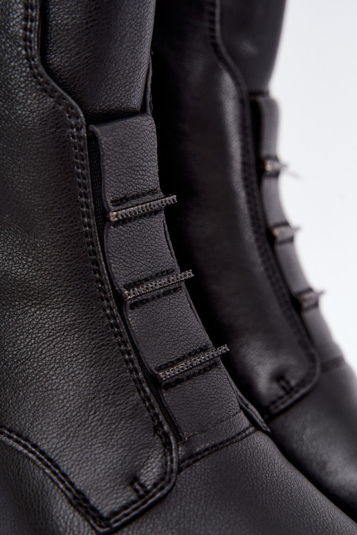 Bottines isolées en simili cuir pour femmes avec talons larges D&A CR62-3429 noires
