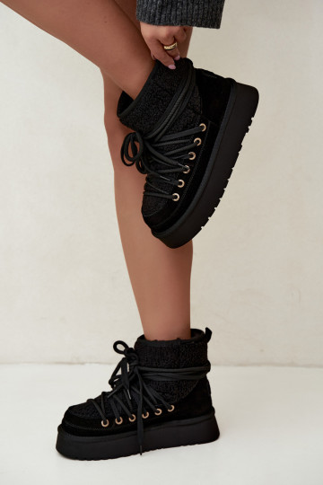 Bottes de neige en daim synthétique avec fourrure D&A GR62-6021 noires