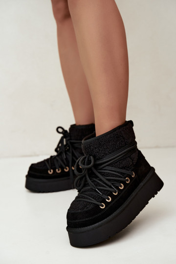 Bottes de neige en daim synthétique avec fourrure D&A GR62-6021 noires 2