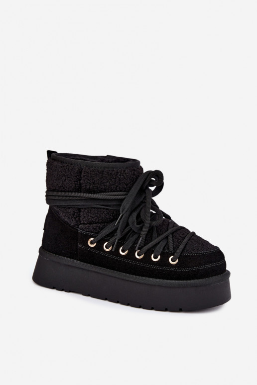 Bottes de neige en daim synthétique avec fourrure D&A GR62-6021 noires