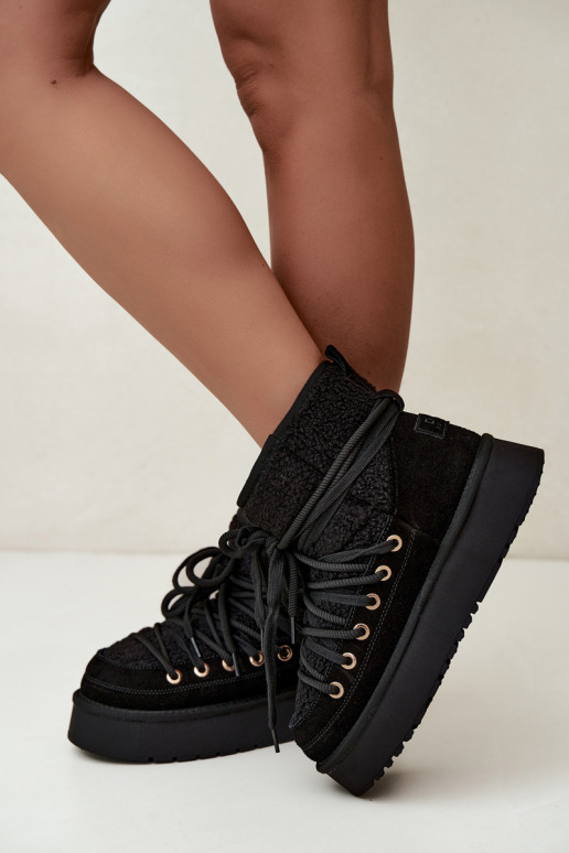 Bottes de neige en daim synthétique avec fourrure D&A GR62-6021 noires
