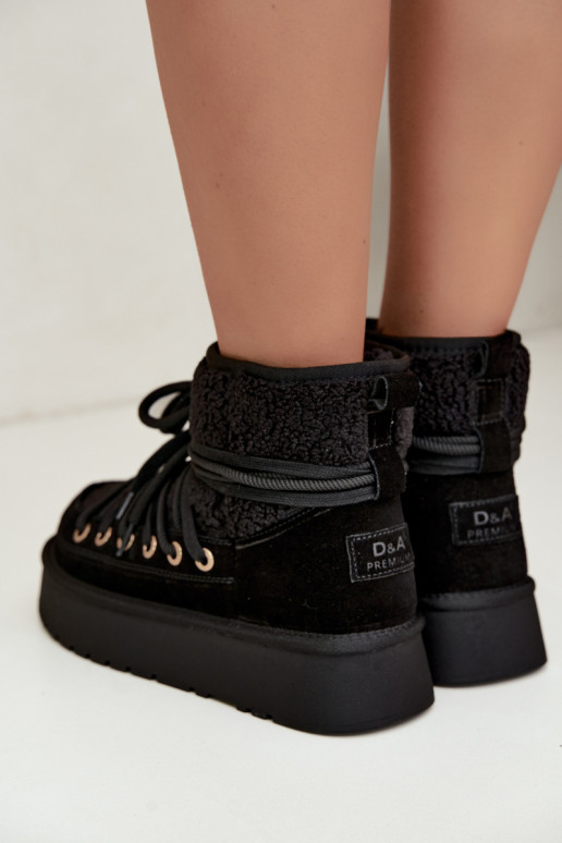 Bottes de neige en daim synthétique avec fourrure D&A GR62-6021 noires