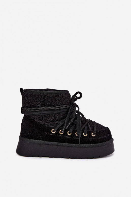 Bottes de neige en daim synthétique avec fourrure D&A GR62-6021 noires