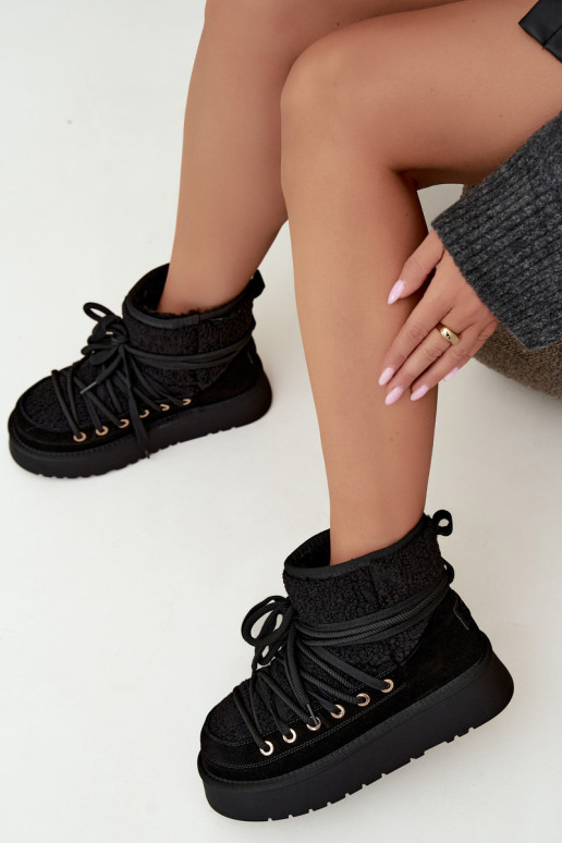Bottes de neige en daim synthétique avec fourrure D&A GR62-6021 noires
