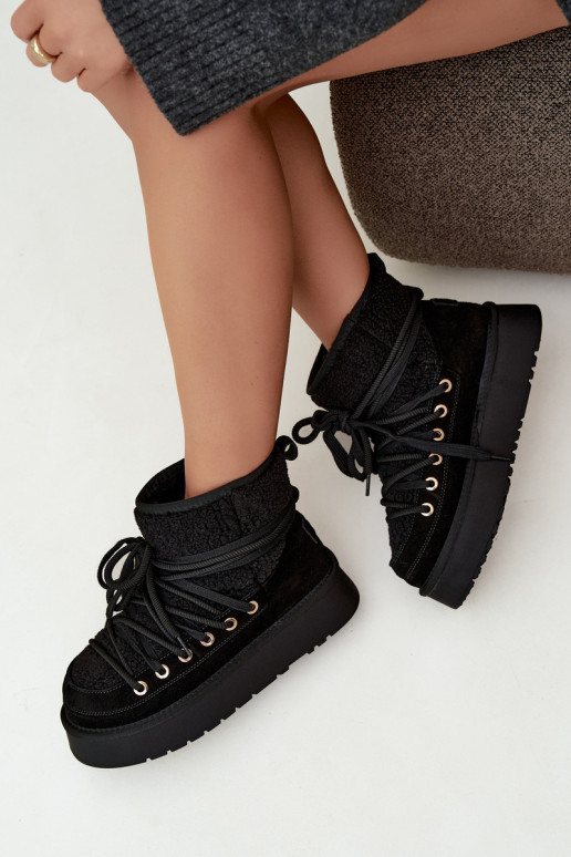 Bottes de neige en daim synthétique avec fourrure D&A GR62-6021 noires