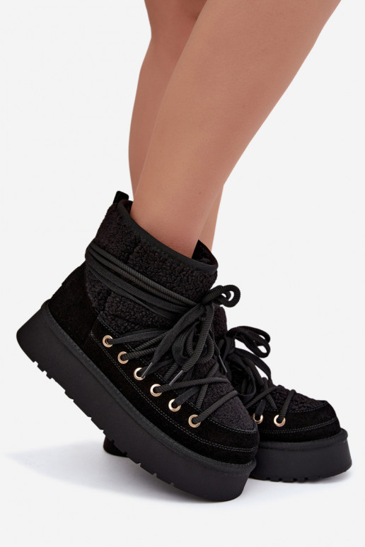 Bottes de neige en daim synthétique avec fourrure D&A GR62-6021 noires