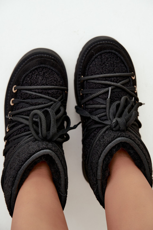 Bottes de neige en daim synthétique avec fourrure D&A GR62-6021 noires