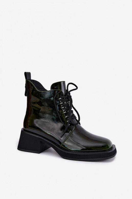Bottines isolées en simili cuir avec effet verni Klocke GOE UU2N4129 kaki